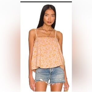 NWT Sundry Peach Ditsy Cami in Blush/Mango